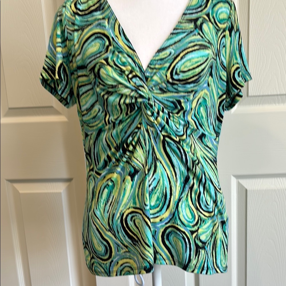 Lily Green and Black Graphic Dolman Sleeve Blouse
